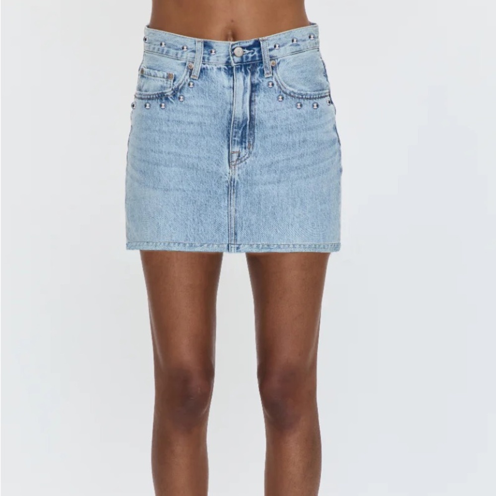 Pistola Light Blue Studded Mini Skirt